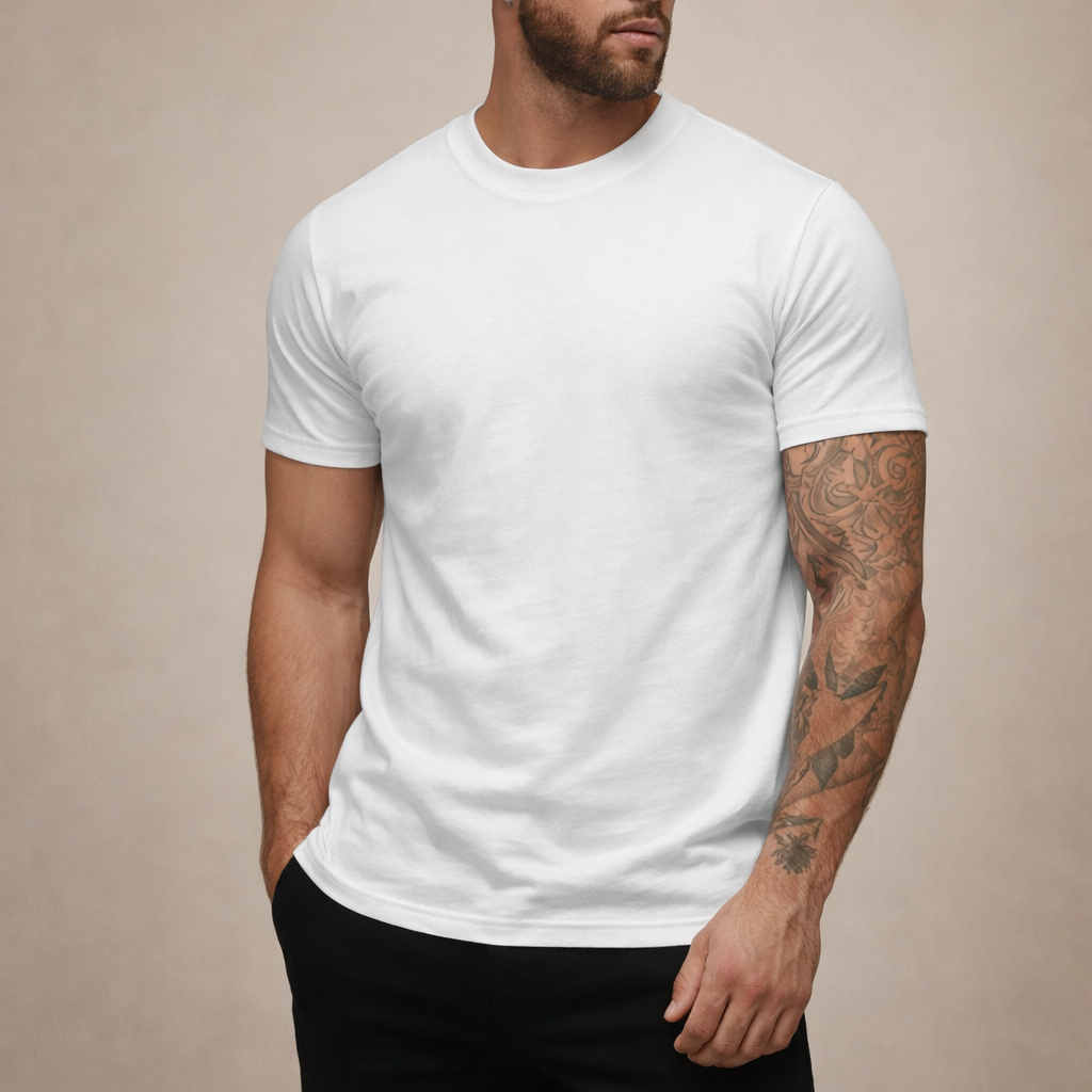 T-shirt homme coupe slim col rond manches courtes