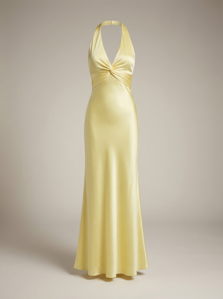 Vestido Maxi Mujer Ajustado Cuello Halter Elegante Formal Verano