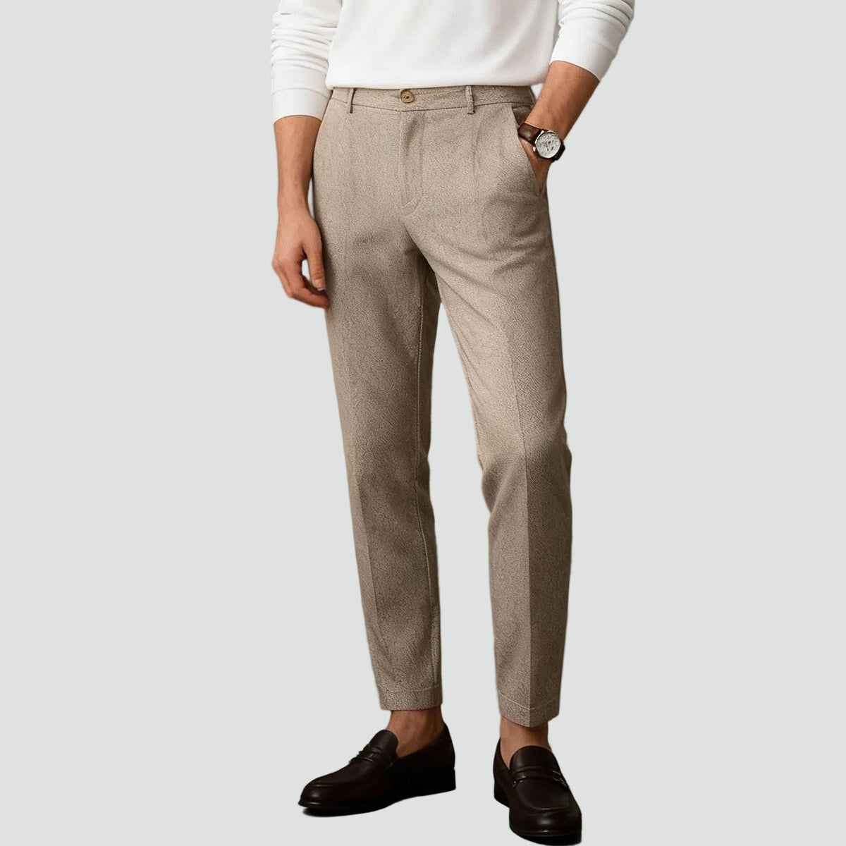 Herren-Plisseehose mit hoher Taille und geradem Bein
