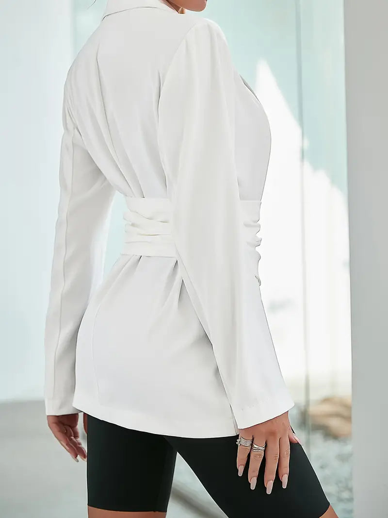 Pleated Blazer Women Elegant Casual Formal
