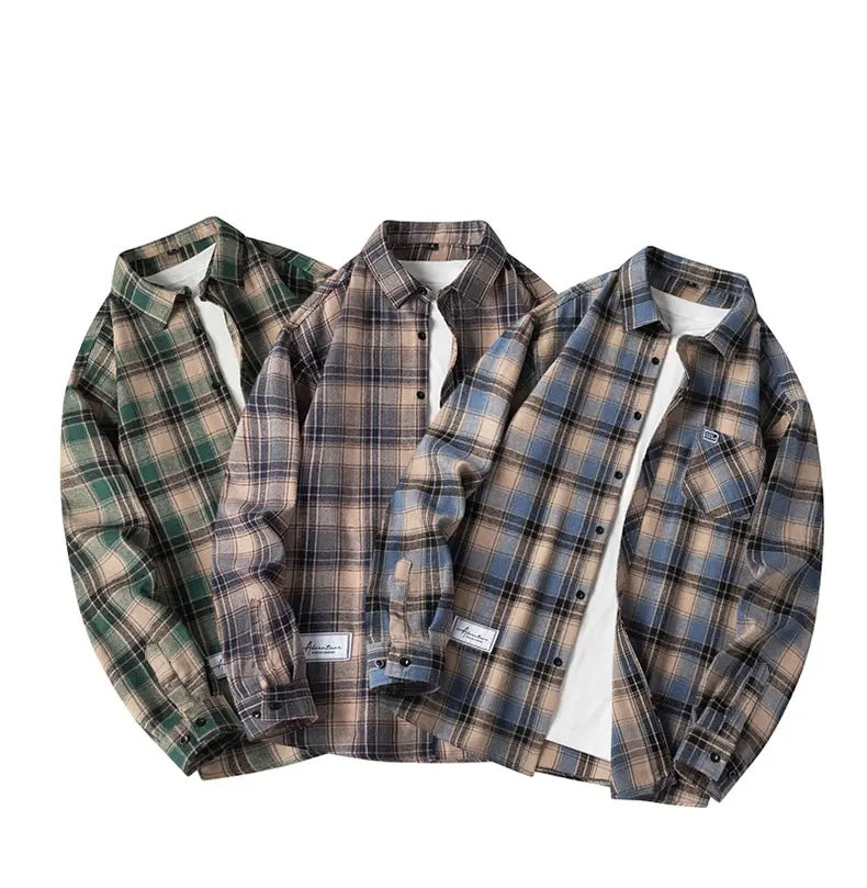 Chemise à carreaux pour homme, fermeture à boutons, décontractée, été