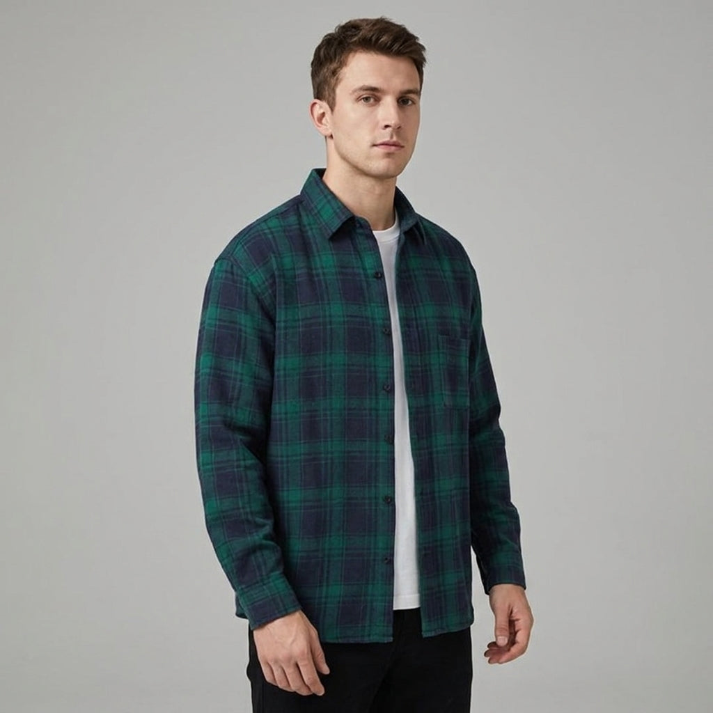 Chemise à carreaux pour homme, fermeture à boutons, décontractée, été