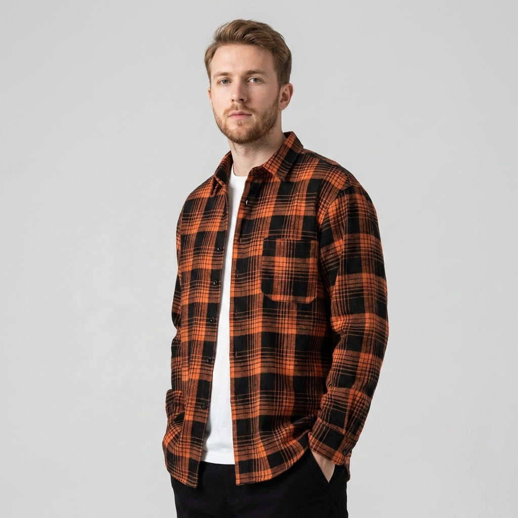 Chemise à carreaux pour homme, fermeture à boutons, décontractée, été