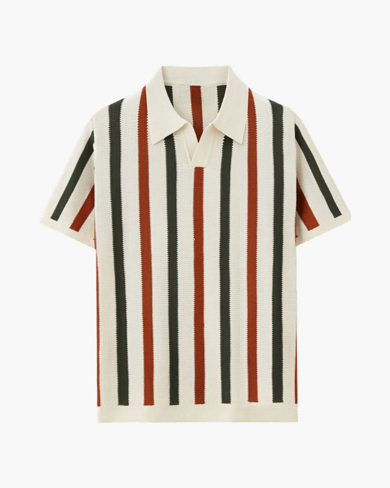 Herre stribet strikket polo