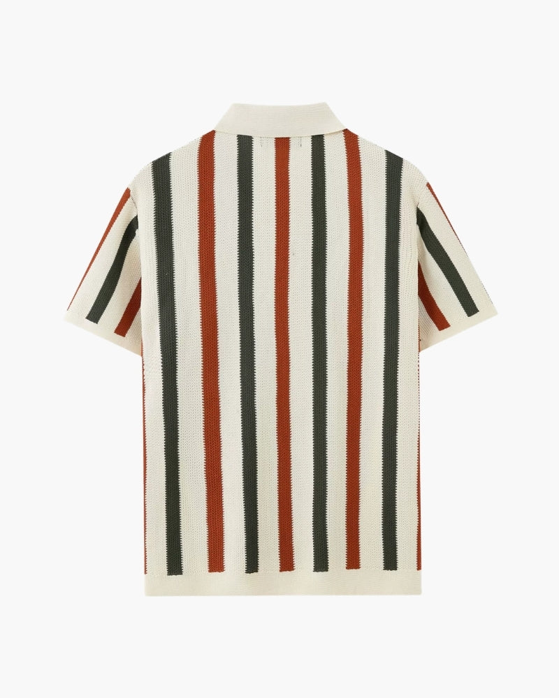Herre stribet strikket polo
