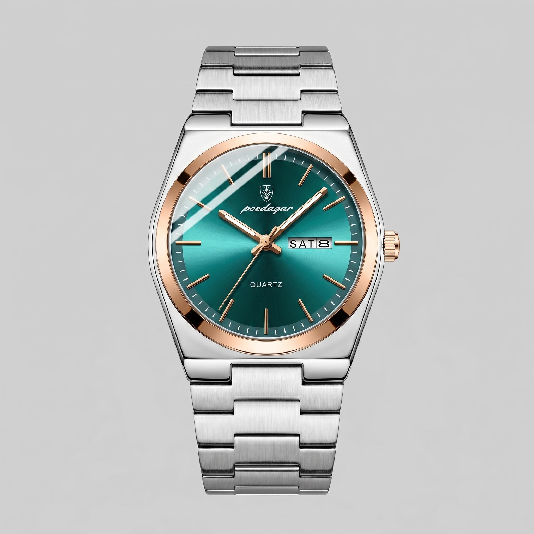 Heren Horloge Stalen Armband Zonnestraal Wijzerplaat
