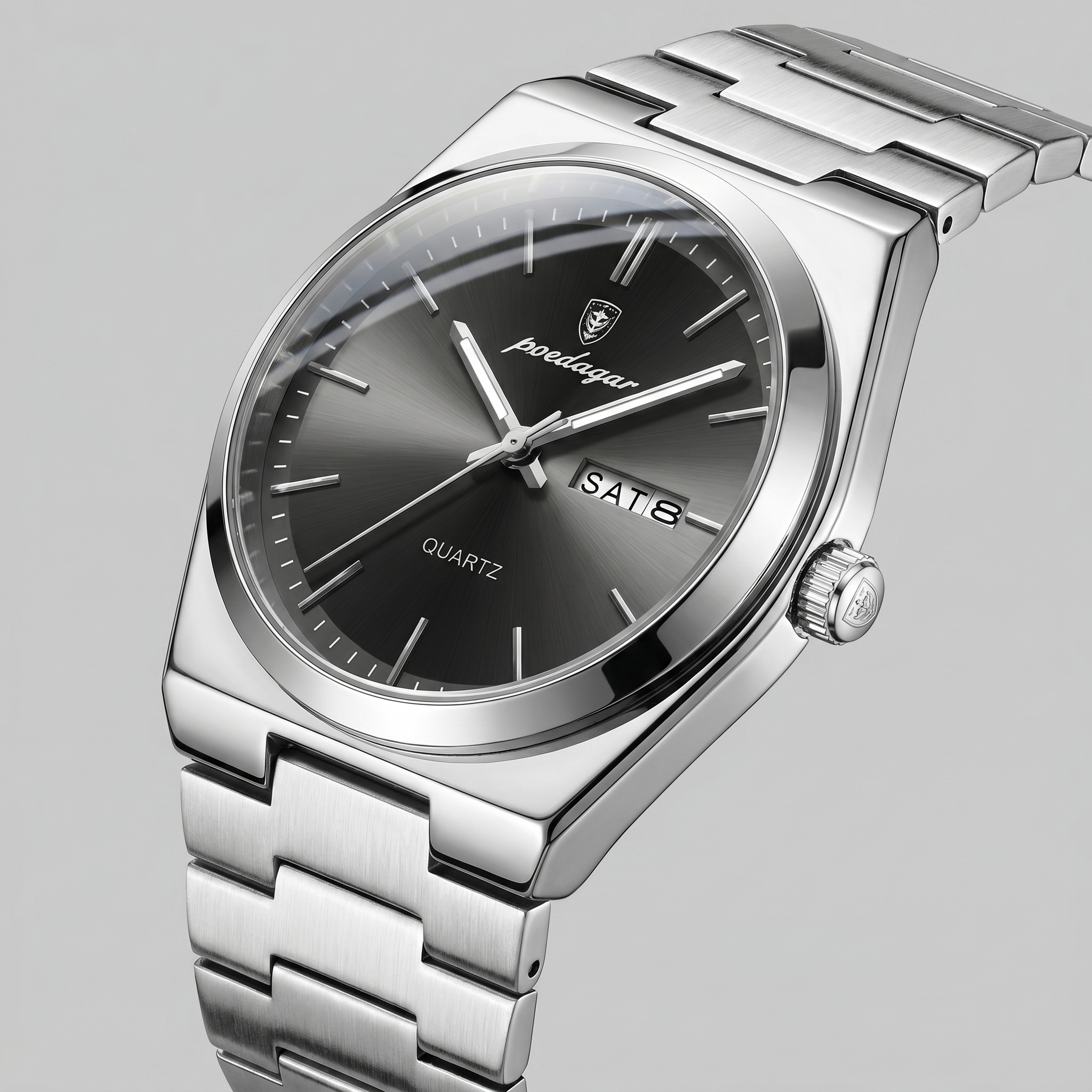 Heren Horloge Stalen Armband Zonnestraal Wijzerplaat