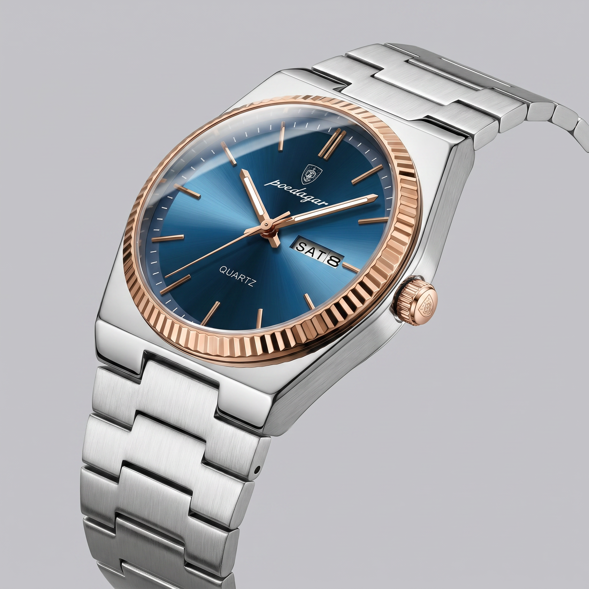 Heren Horloge Stalen Armband Zonnestraal Wijzerplaat