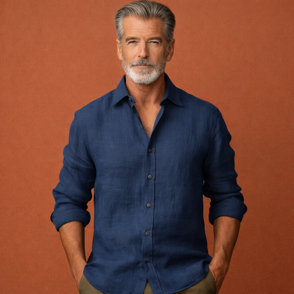 Camisa de hombre manga larga ajuste relajado casual verano