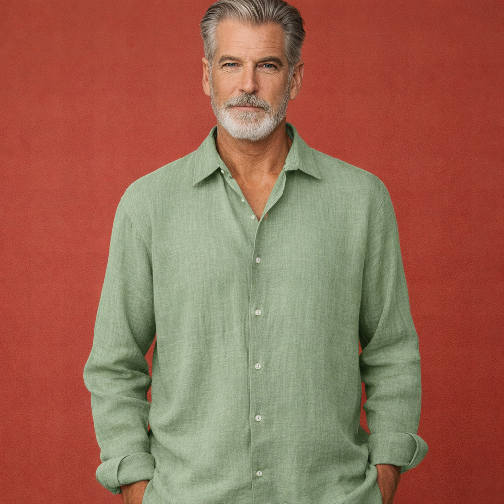 Camisa de hombre manga larga ajuste relajado casual verano