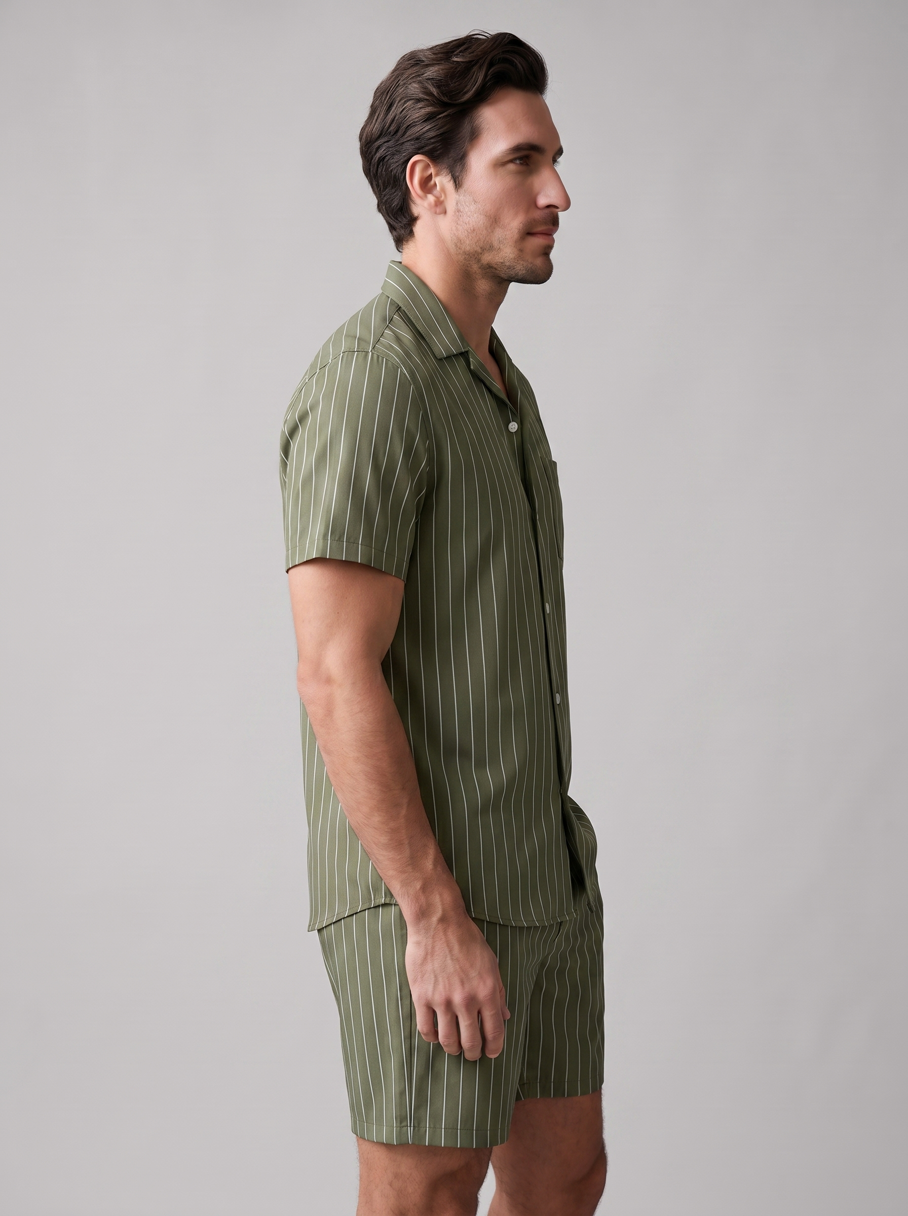 Męski zestaw Pinstripe z krótkim rękawem na lato