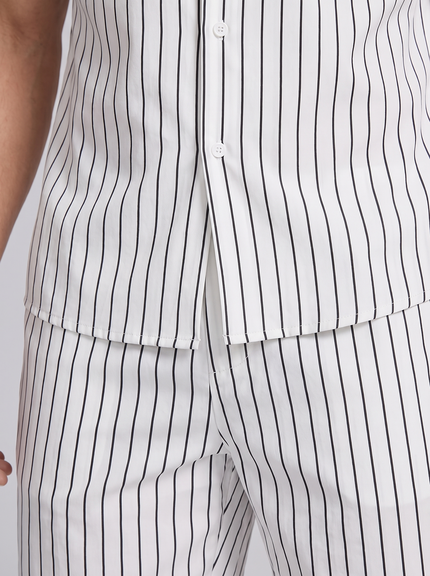Męski zestaw Pinstripe z krótkim rękawem na lato