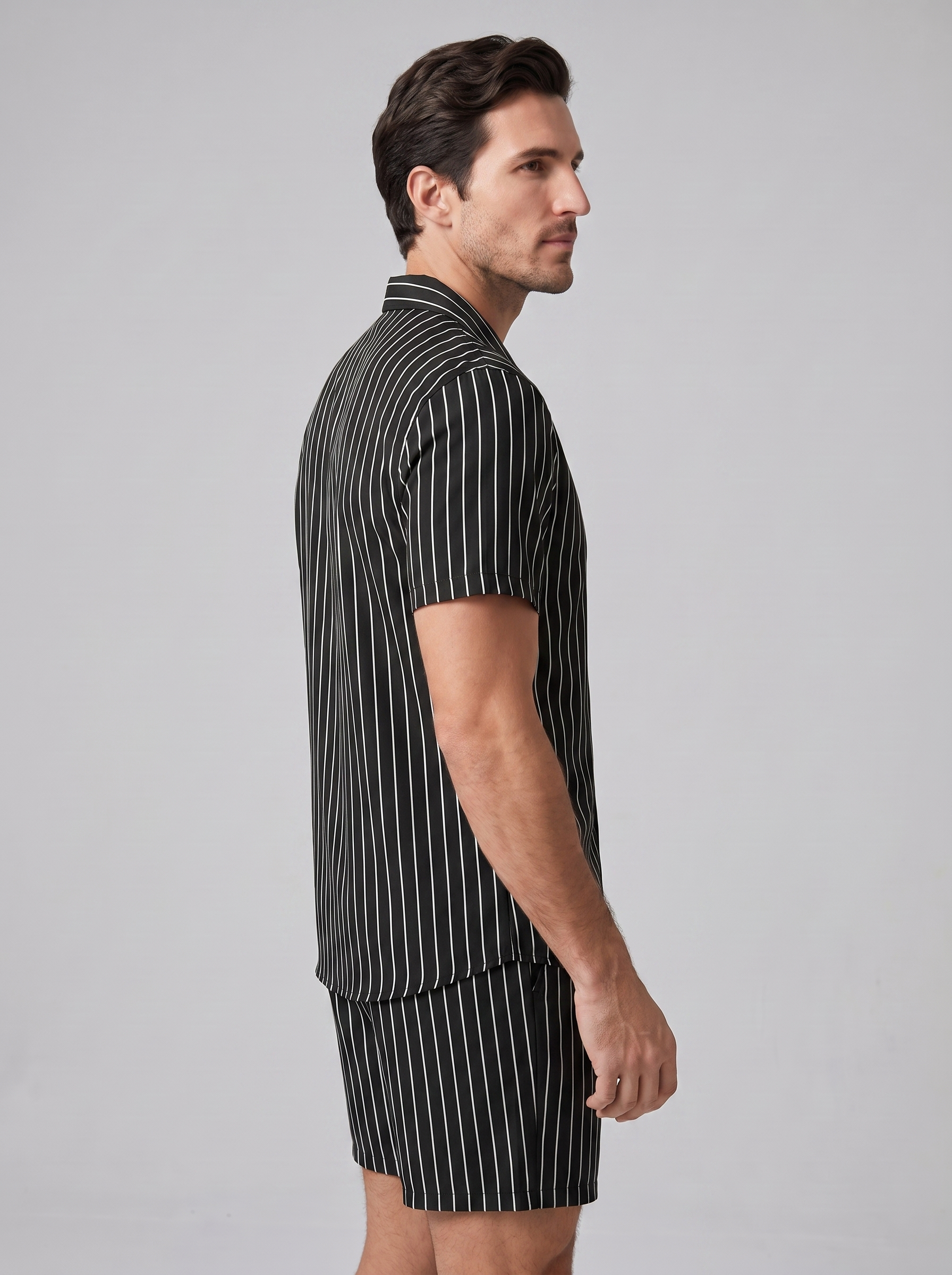 Męski zestaw Pinstripe z krótkim rękawem na lato