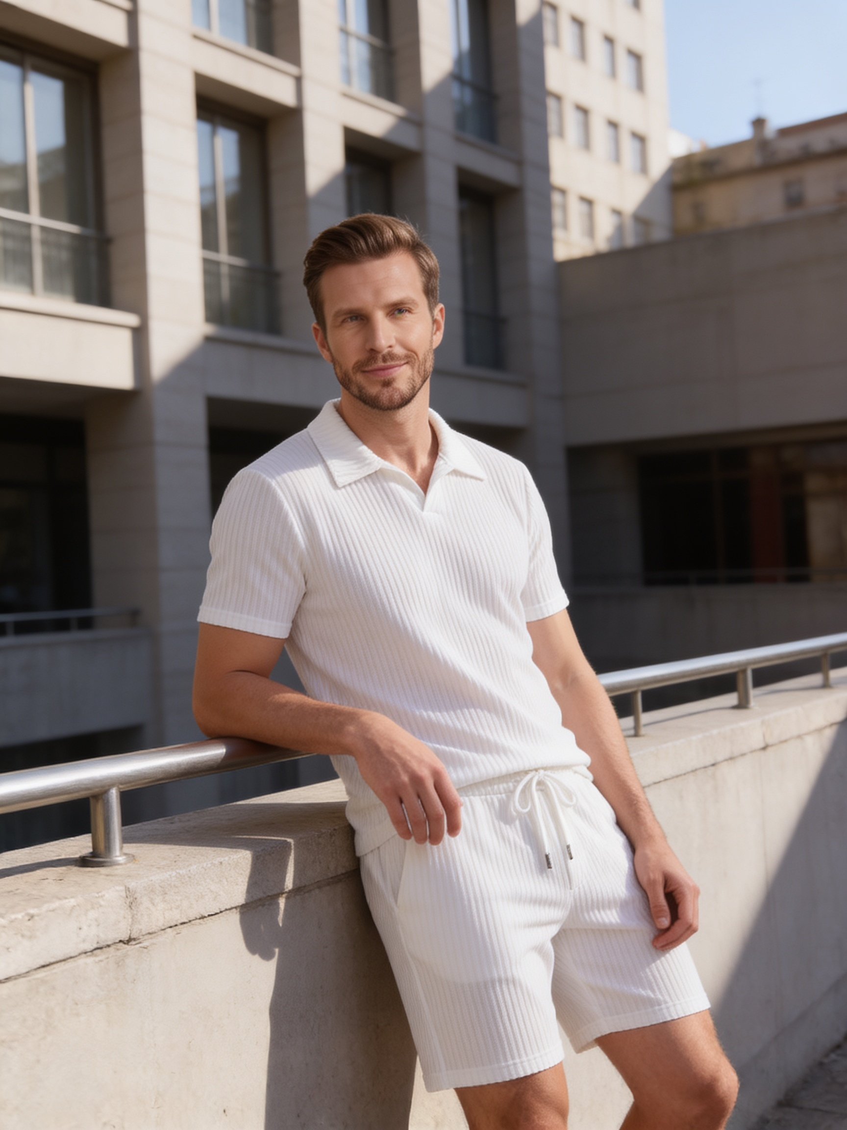 Men's Ribbed Polo Set