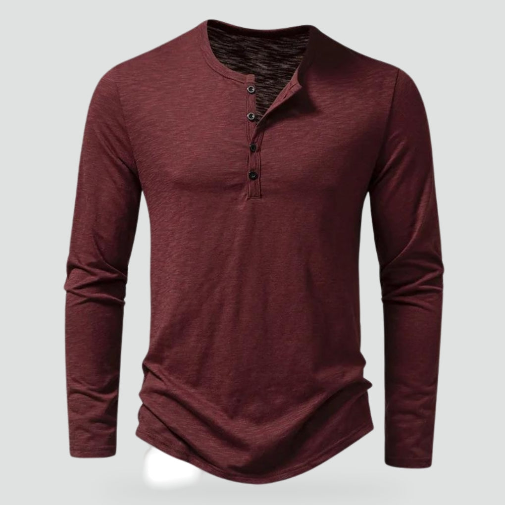 Floris - button-down t-shirt met lange mouwen