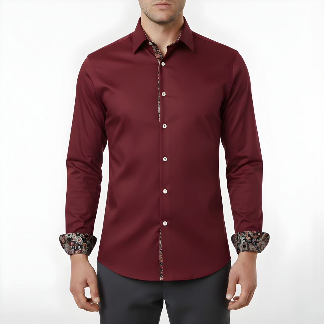 Camisa Homem Estampa Paisley Mangas Compridas Casual