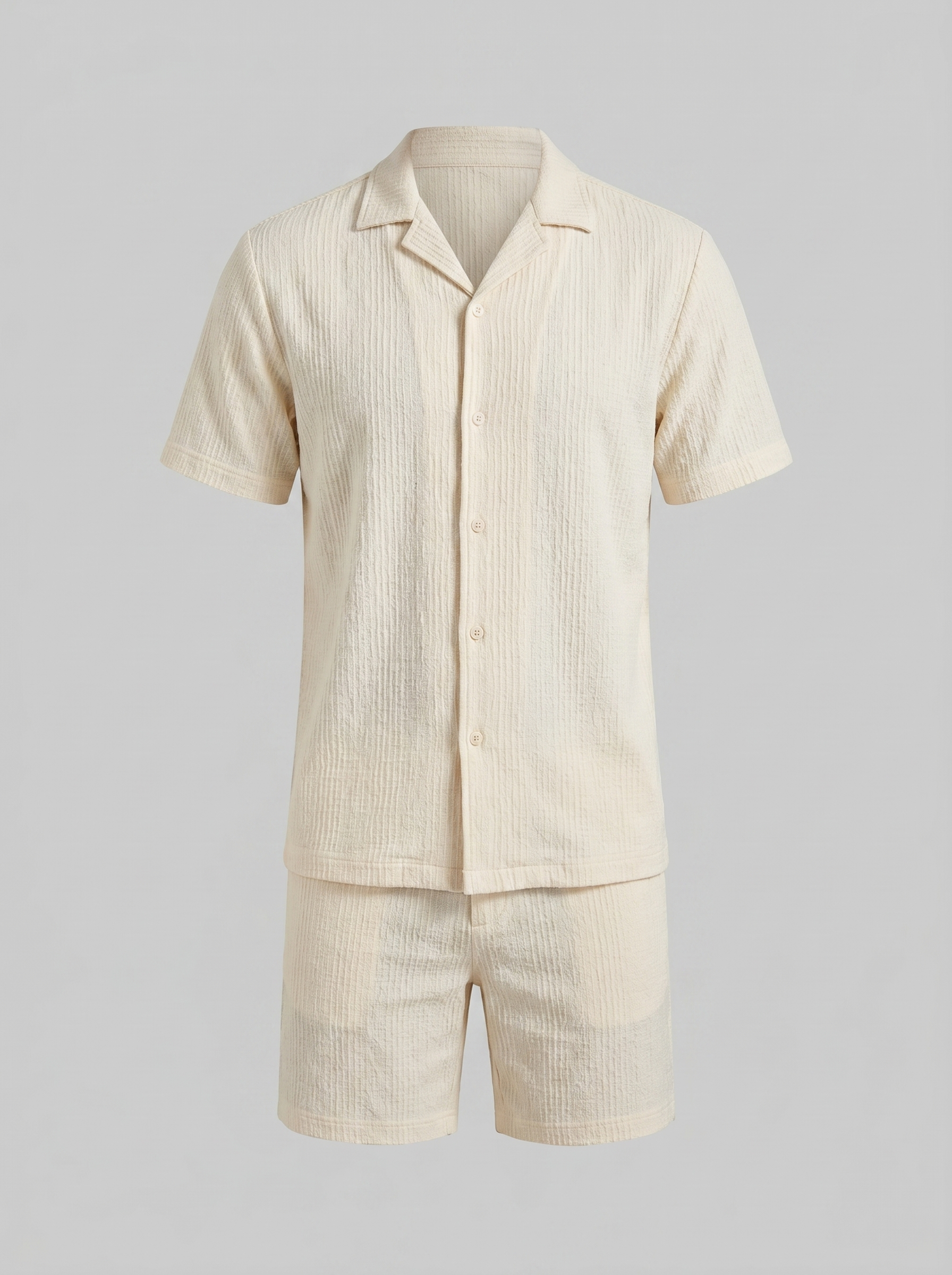 Herenpak Camp Shirt Shorts Jacquard Wave Zomer
