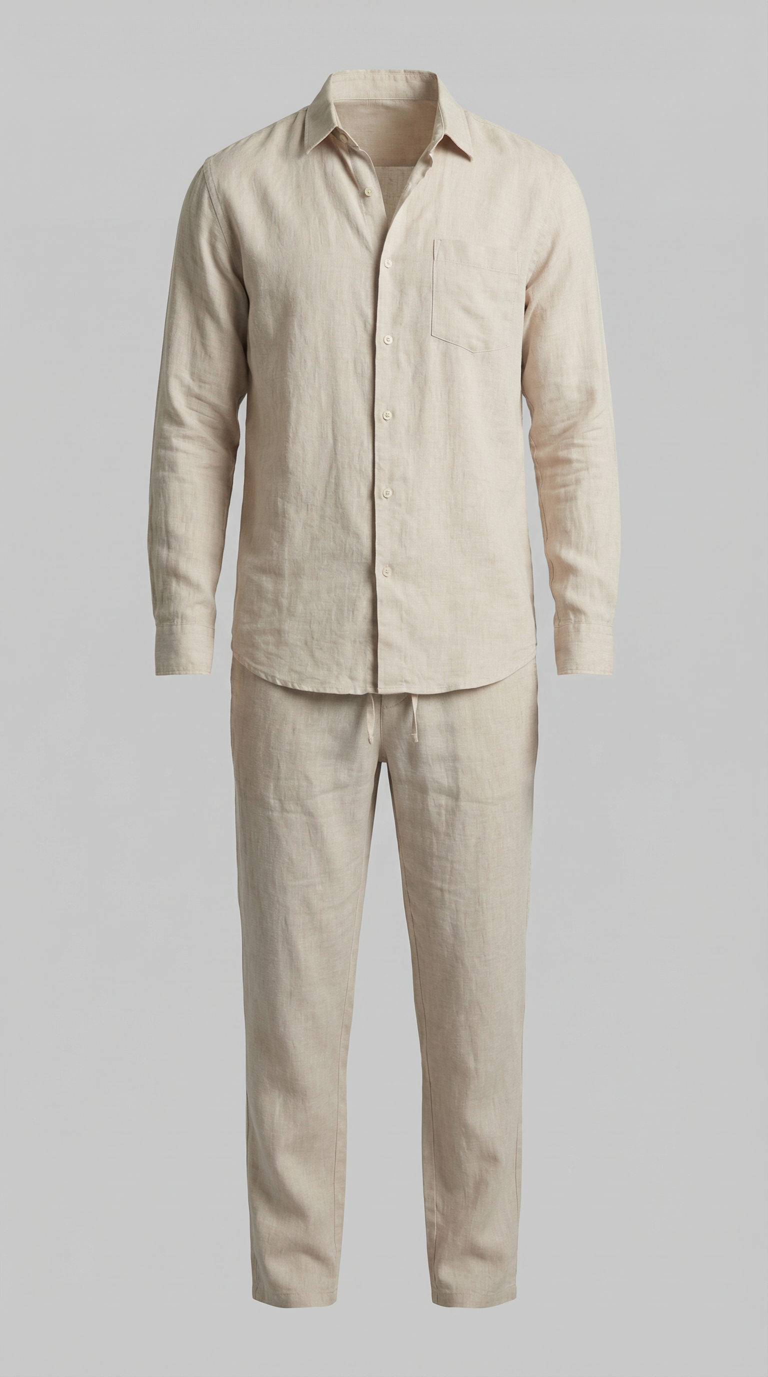 Herresæt skjorte bukser slim fit sommer