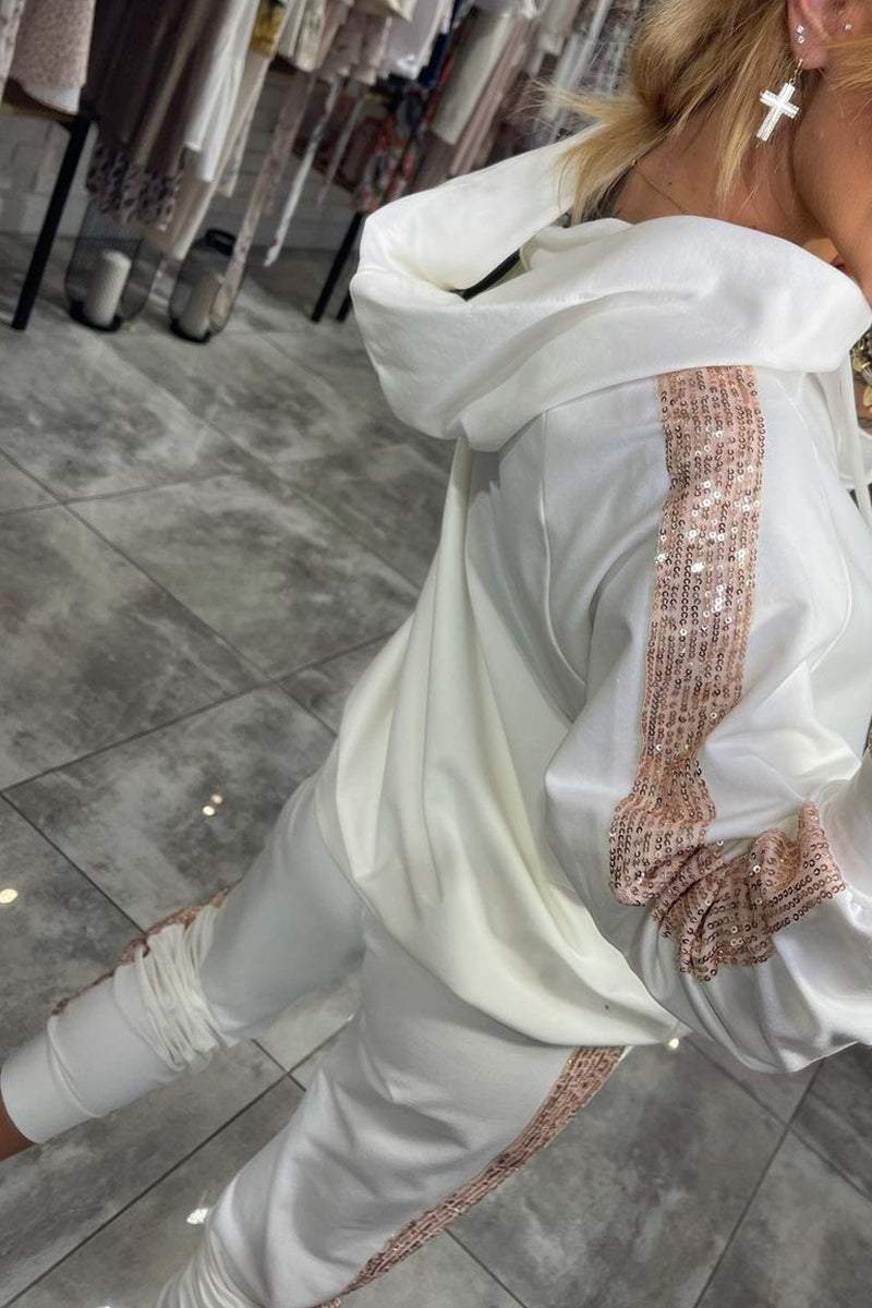 Conjunto de hoodie e calças de jogging para senhora com ajuste confortável