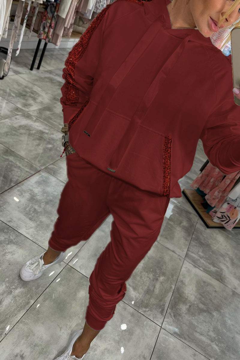 Conjunto de hoodie e calças de jogging para senhora com ajuste confortável