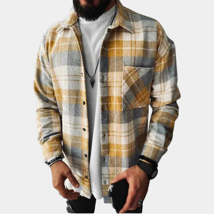Men’s Plaid Overshirt Regular Fit Layering Autumn