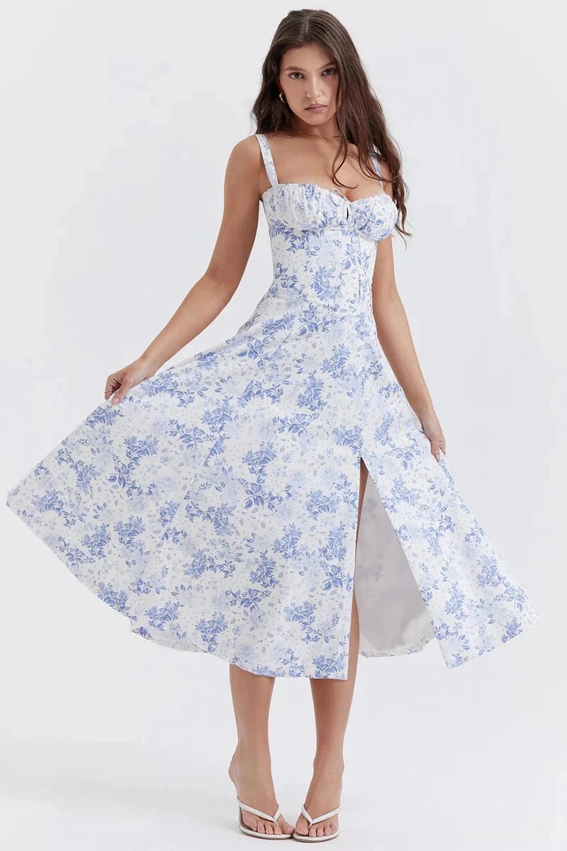 Vestido Mujer Corsé Manga Larga Verano Fiesta Playa Casual