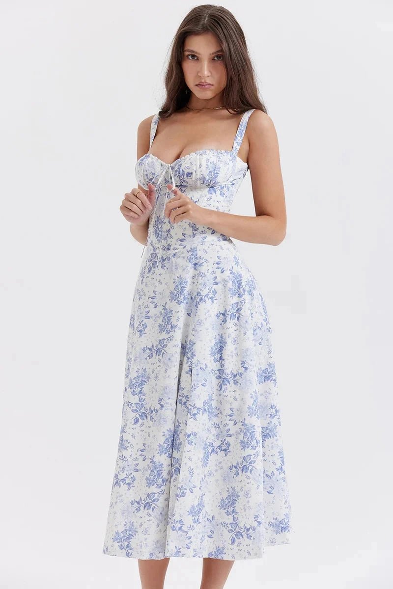 Vestido Mujer Corsé Manga Larga Verano Fiesta Playa Casual