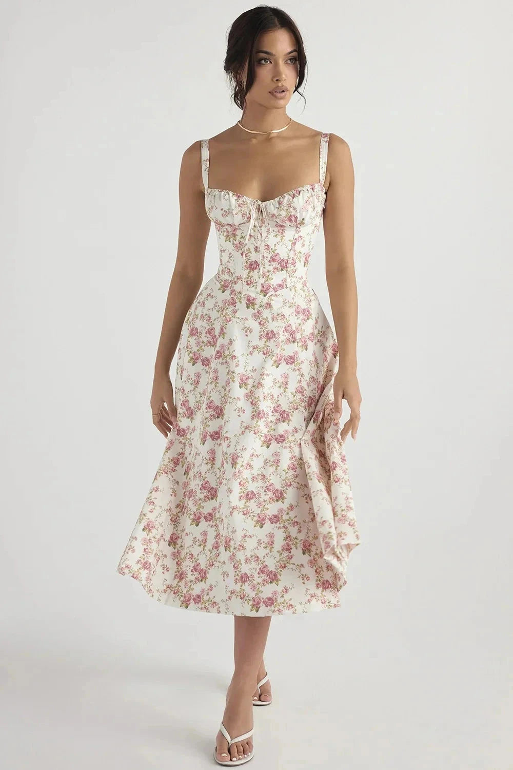 Vestido Mujer Corsé Manga Larga Verano Fiesta Playa Casual