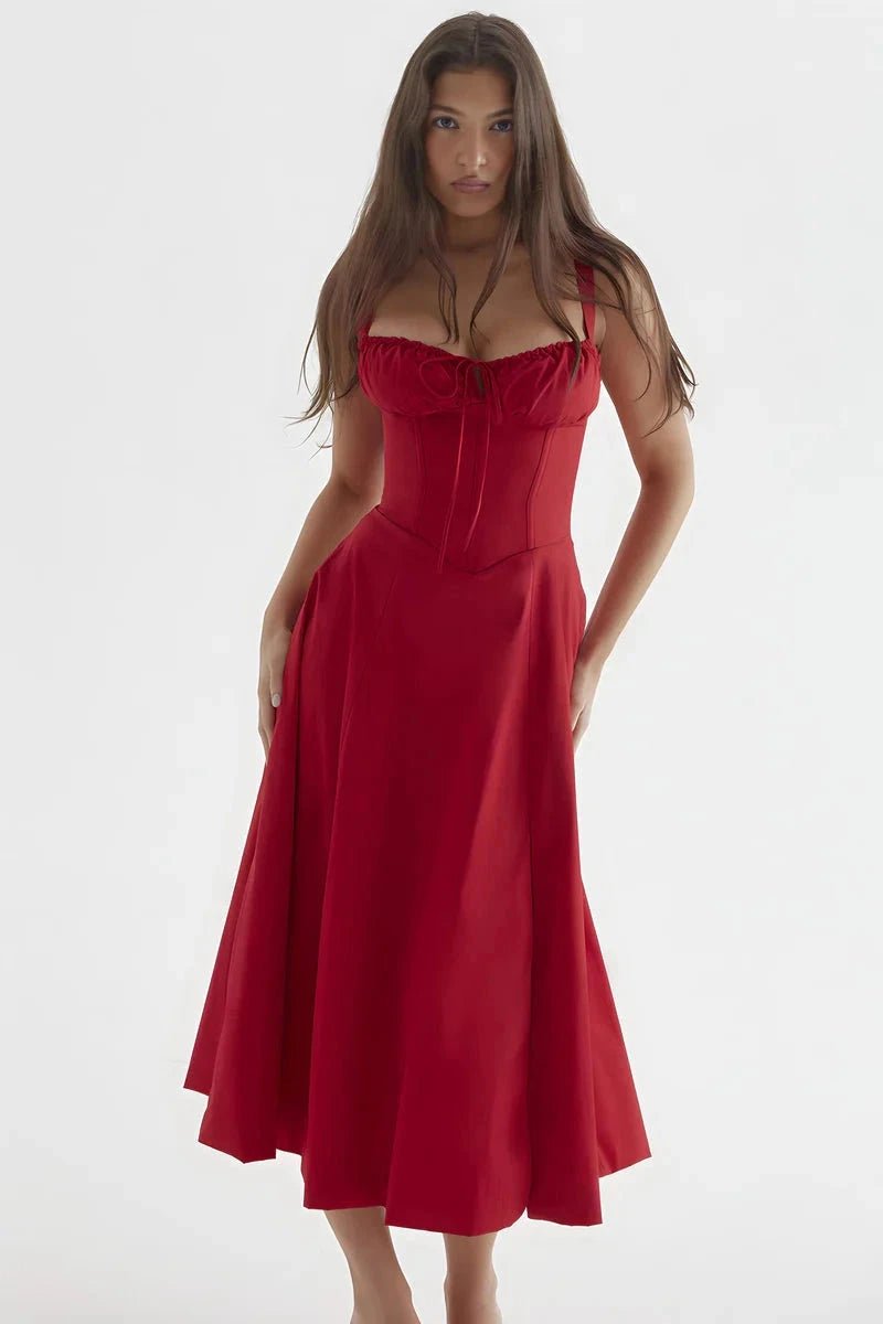 Vestido Mujer Corsé Manga Larga Verano Fiesta Playa Casual