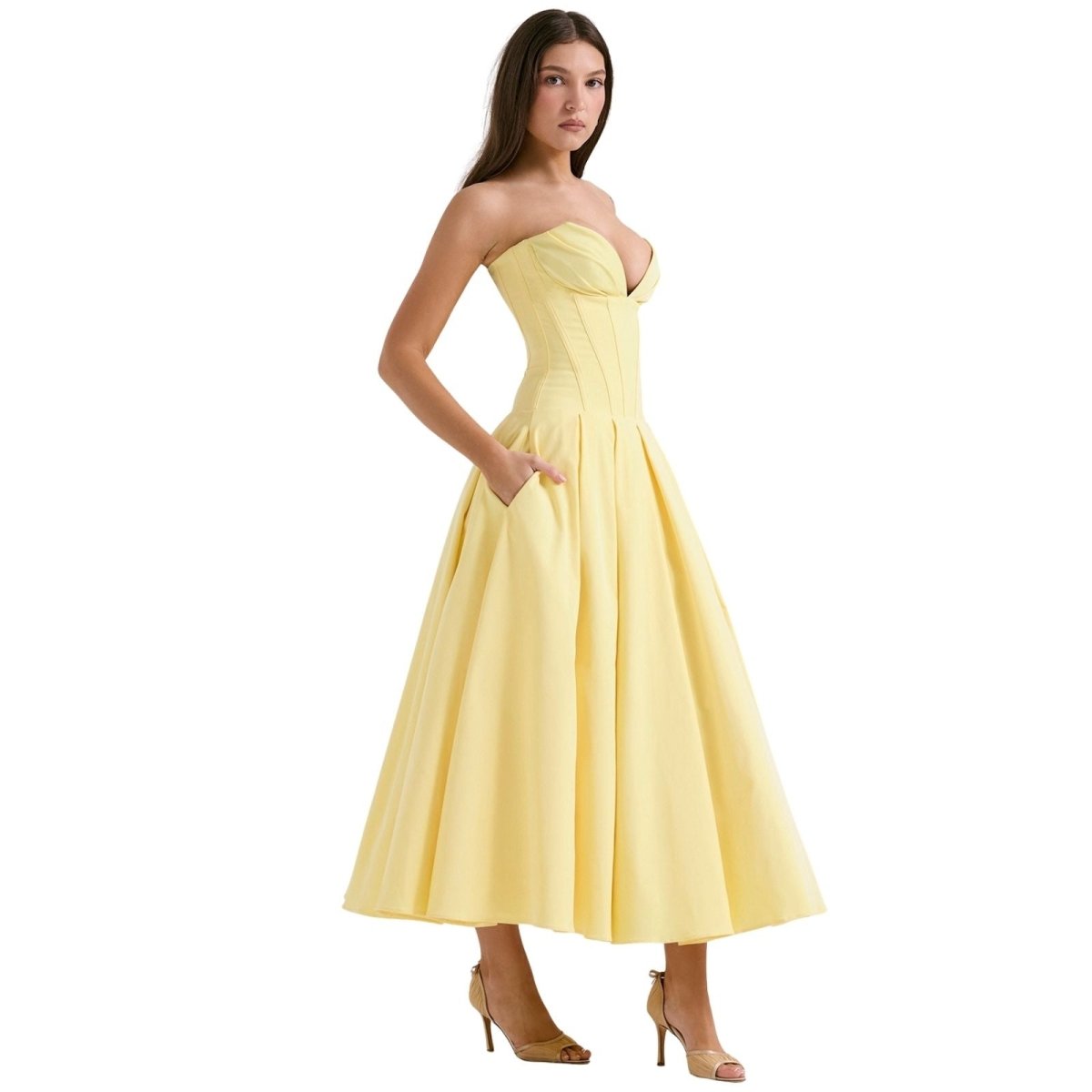 Vestido Mujer Ocasión Falda Voluminosa Formal