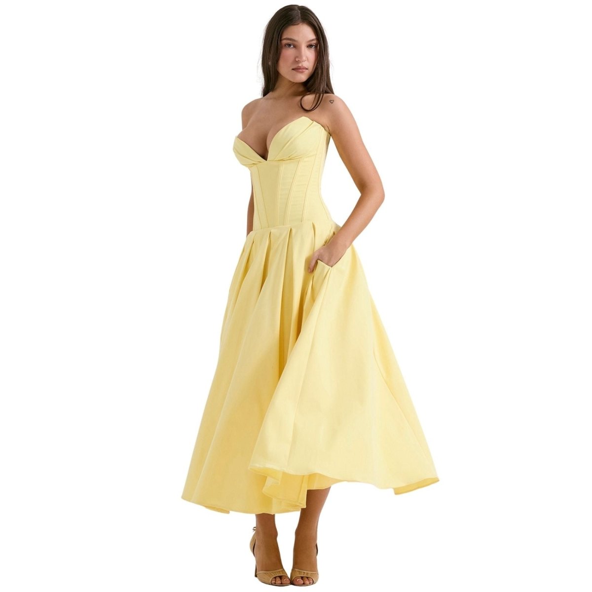 Vestido Mujer Ocasión Falda Voluminosa Formal