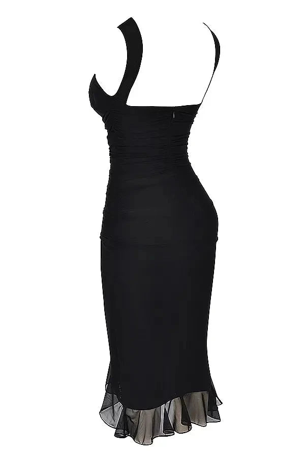 Vestido Senhora Malha Gola Redonda Costas Baixas Médio Gala