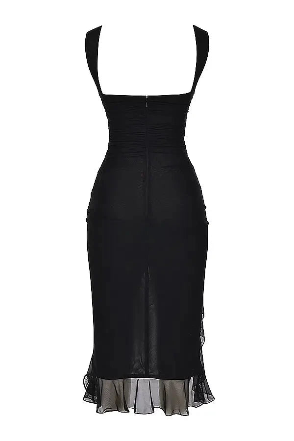 Vestido Senhora Malha Gola Redonda Costas Baixas Médio Gala