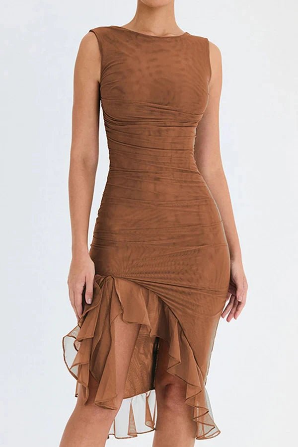 Vestido Senhora Malha Gola Redonda Costas Baixas Médio Gala