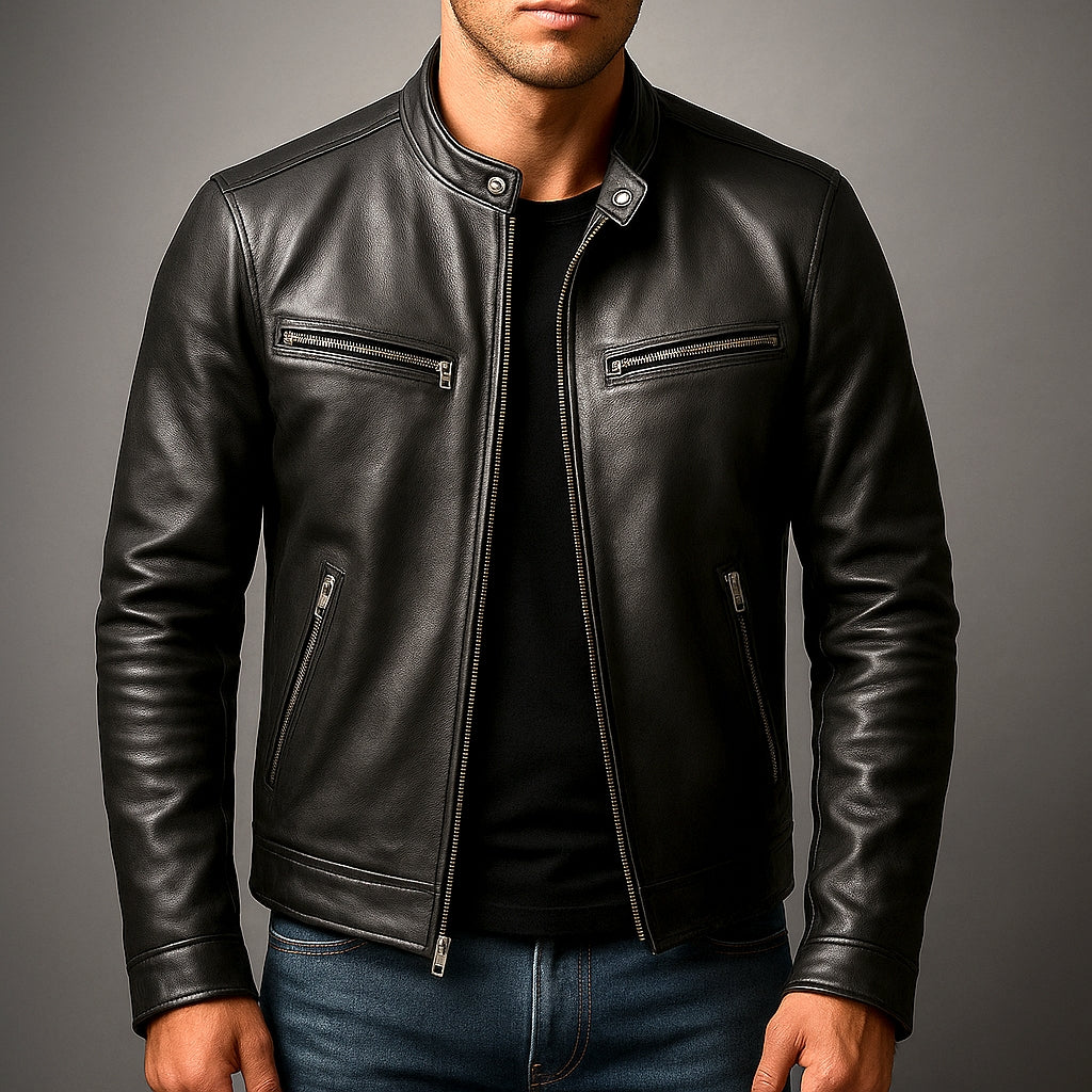 Alton | Brown Leather Jacket Mens Vintage Tailored Fit Durable Classic Style 6