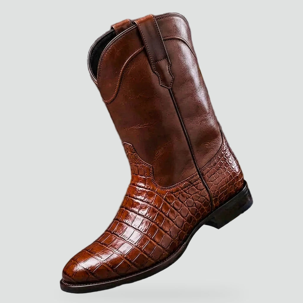 Klassieke Leren Cowboylaarzen met Krokodilprint voor Heren