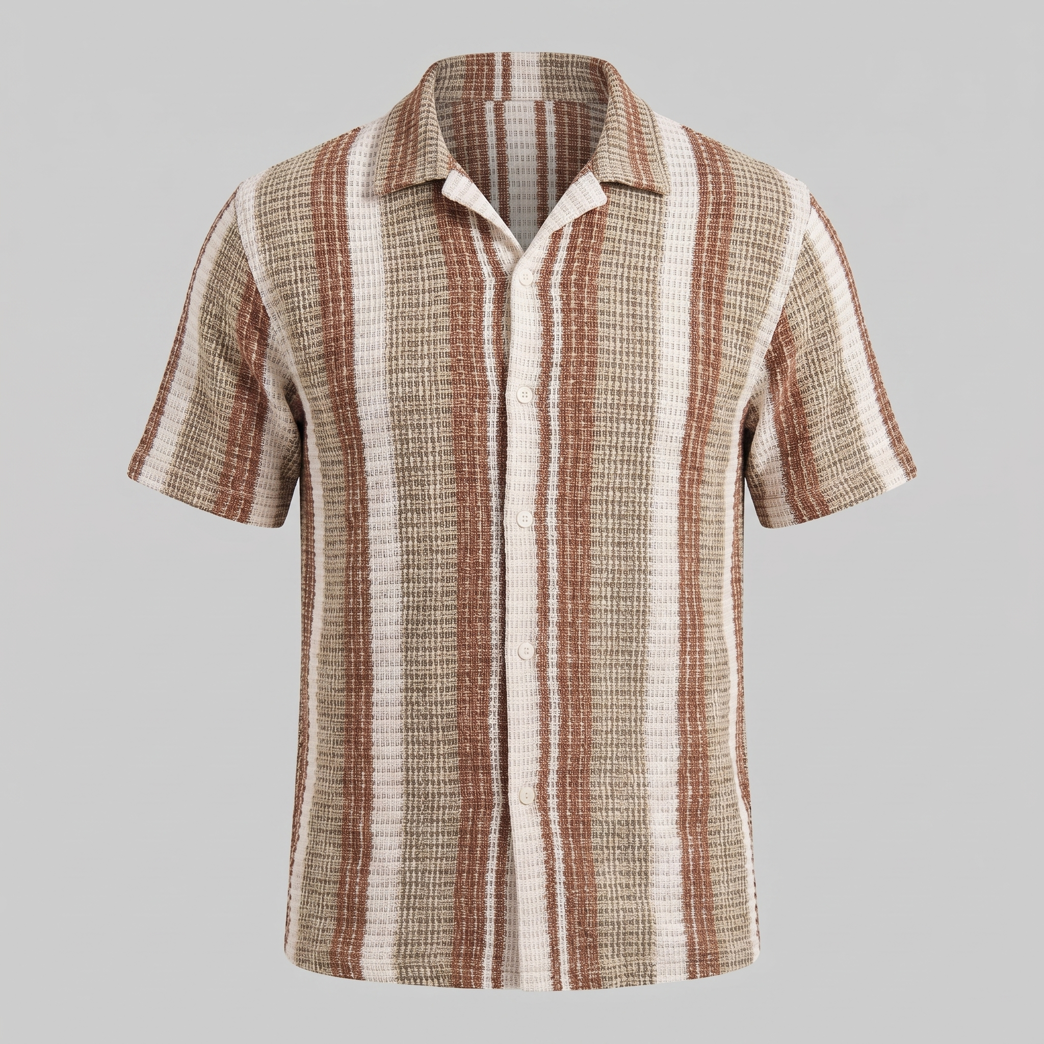 Korte Mouw Gestreept Overhemd Heren Casual Zomer