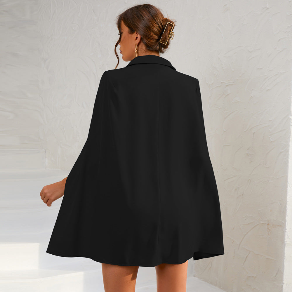 Vestido blazer con capa y cinturón para mujer
