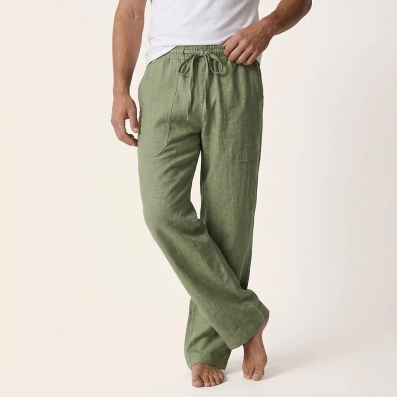 Men's Linen Pants Straight Fit Elegant Summer