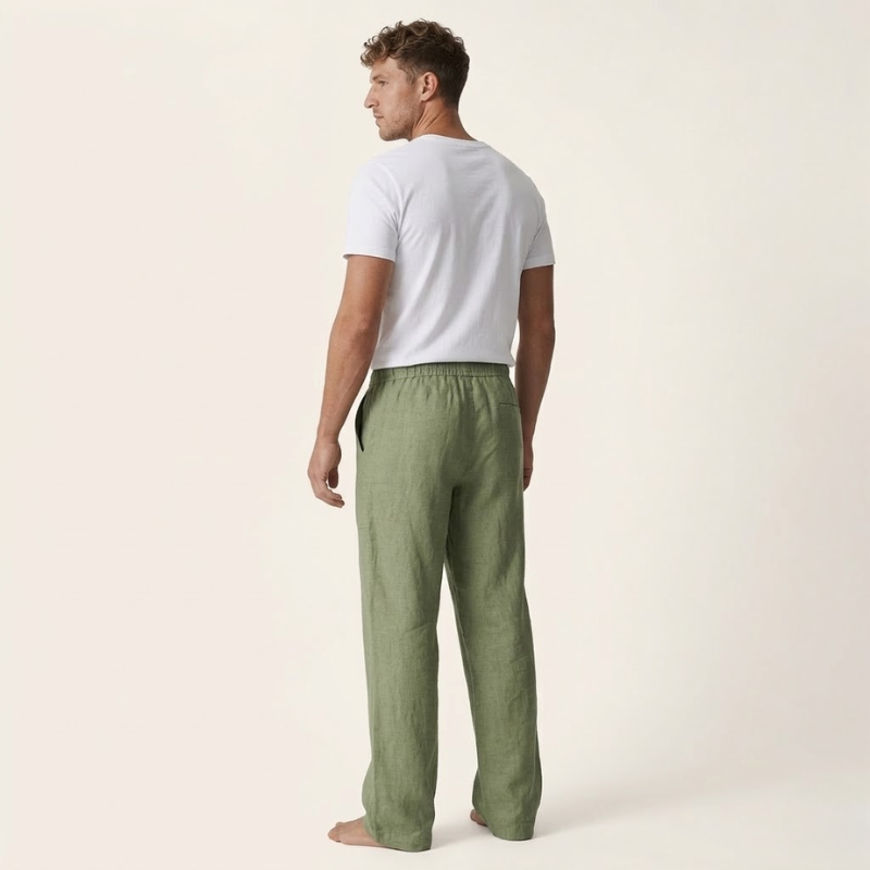 Pantalón de lino para hombre corte recto elegante verano
