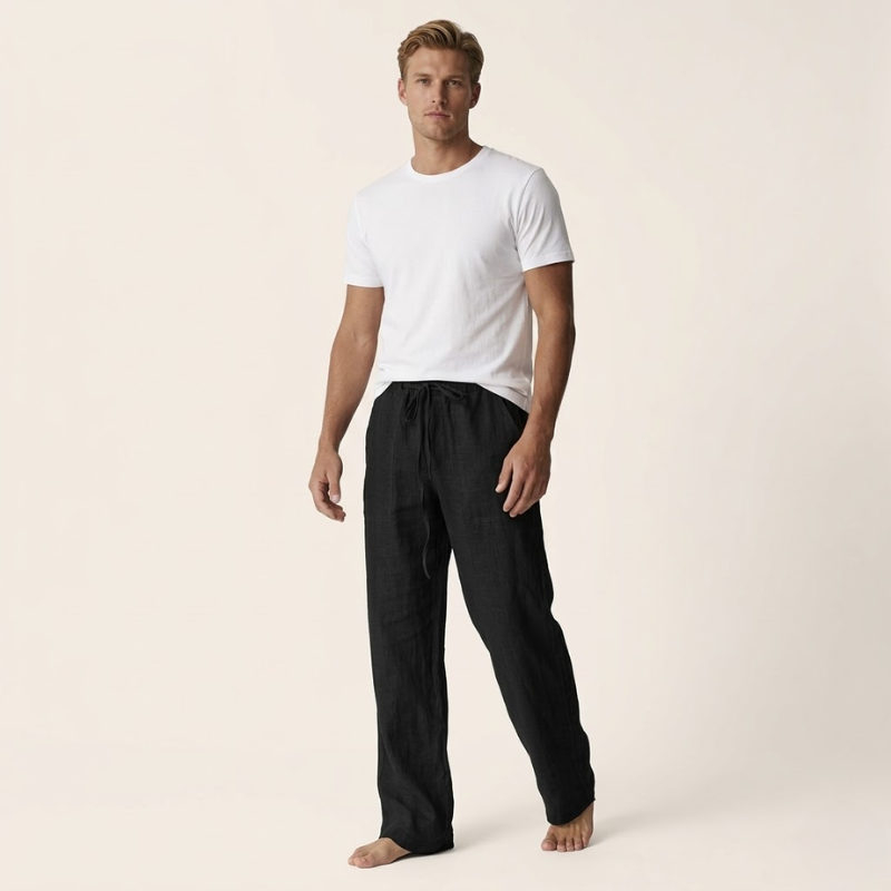 Pantalón de lino para hombre corte recto elegante verano