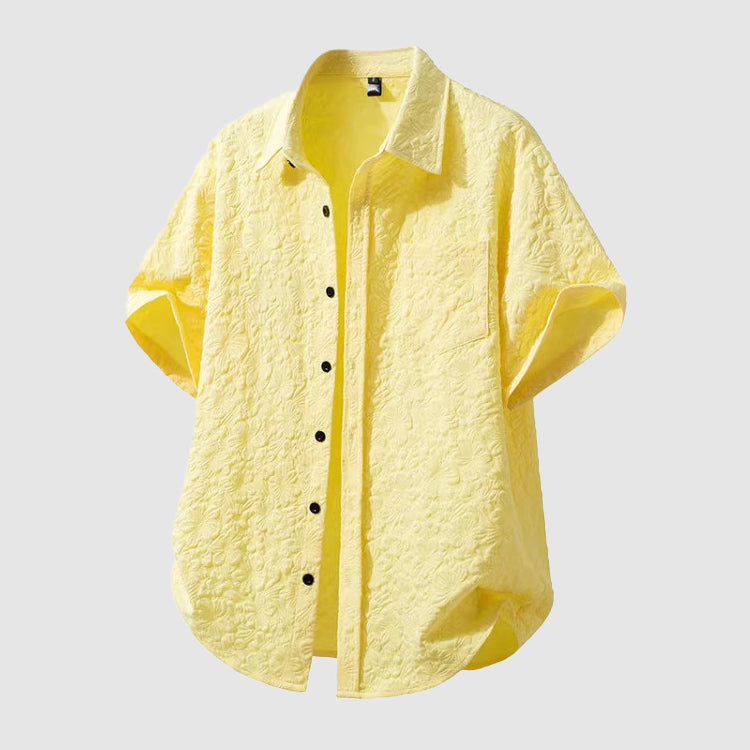 Chemise en lin homme coupe régulière manches courtes poche poitrine décontractée