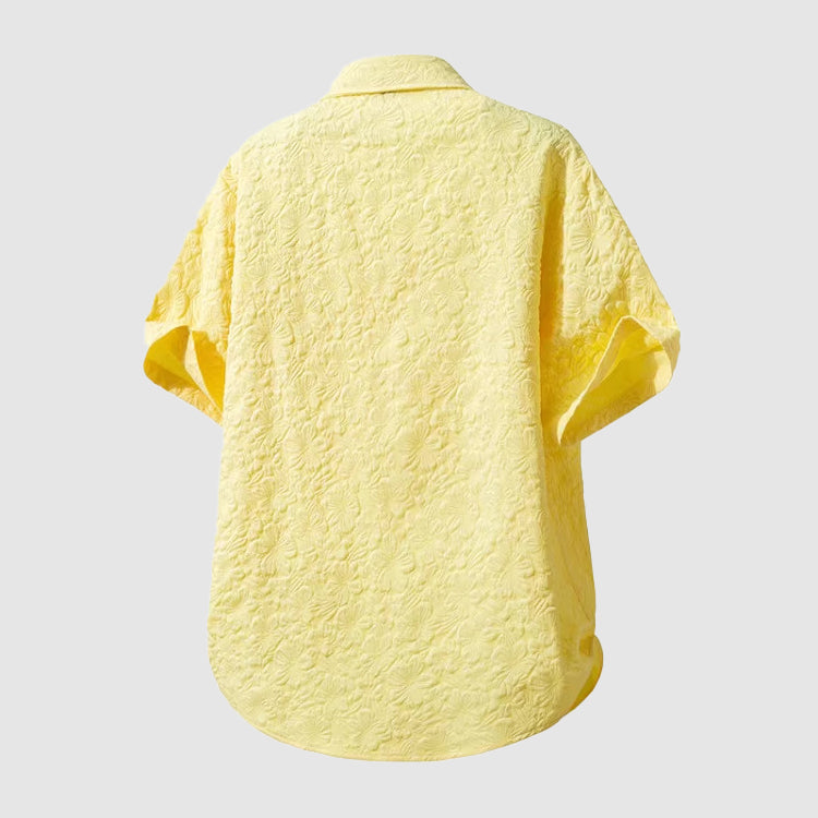 Chemise en lin homme coupe régulière manches courtes poche poitrine décontractée