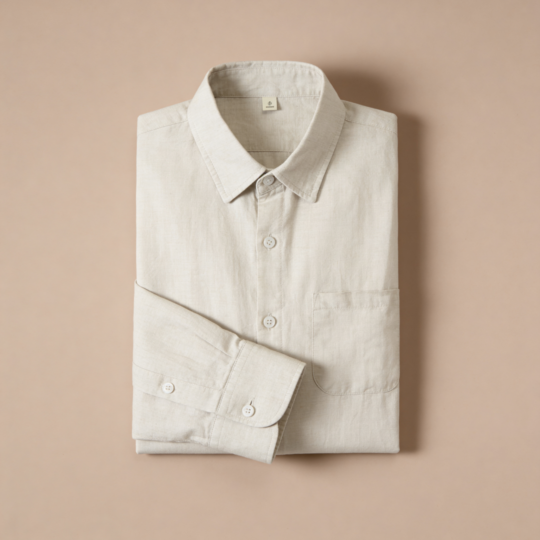 Camisa de lino para hombre manga larga casual verano
