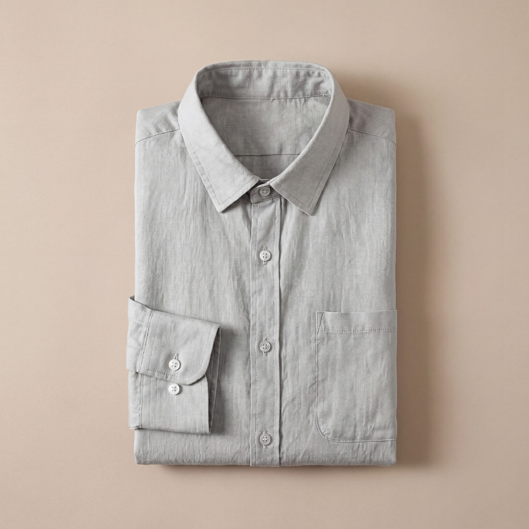 Camisa de lino para hombre manga larga casual verano