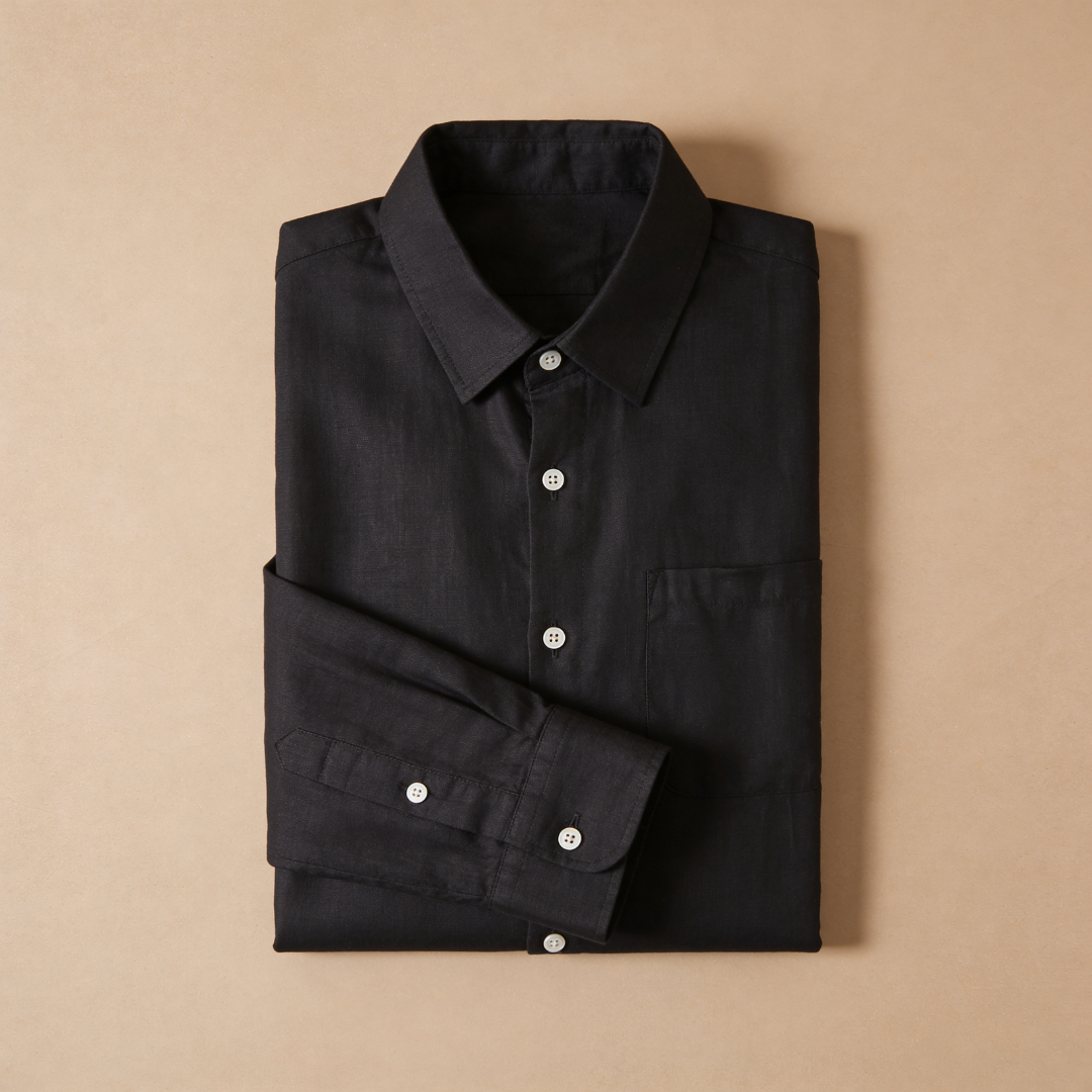 Camisa de lino para hombre manga larga casual verano