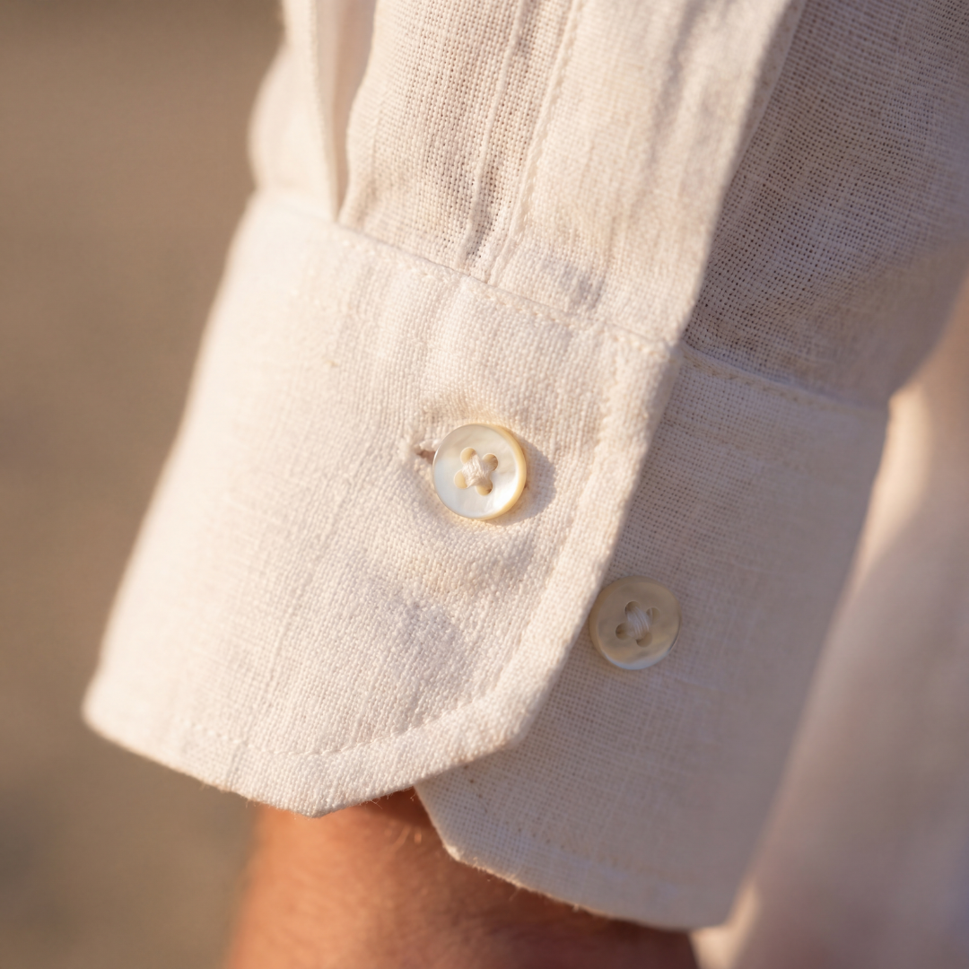 Camisa de lino para hombre manga larga casual verano