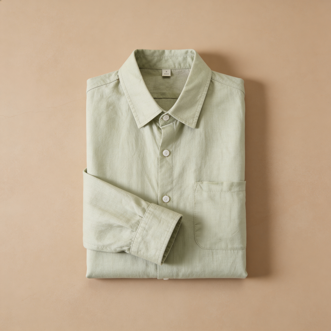 Camisa de lino para hombre manga larga casual verano