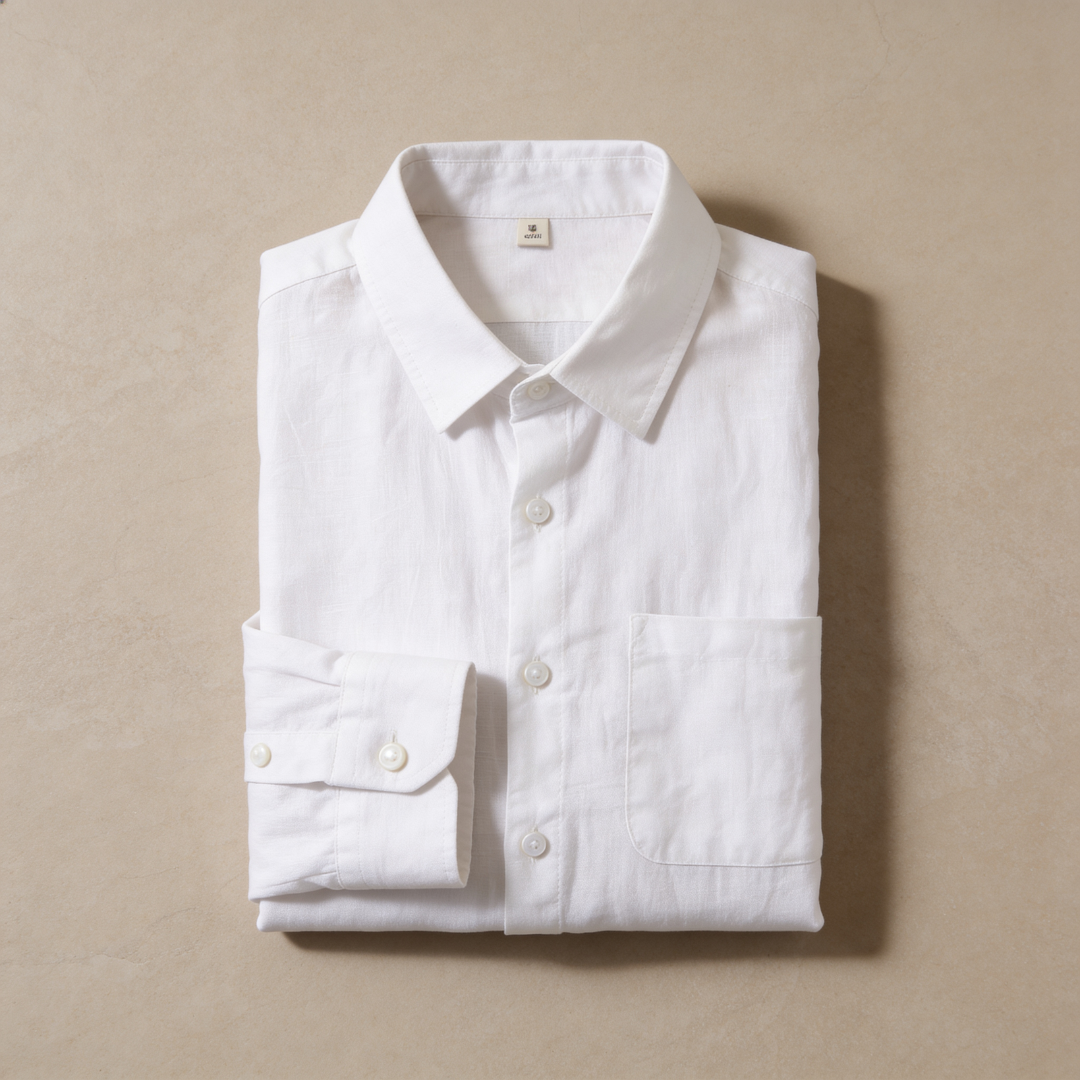 Camisa de lino para hombre manga larga casual verano