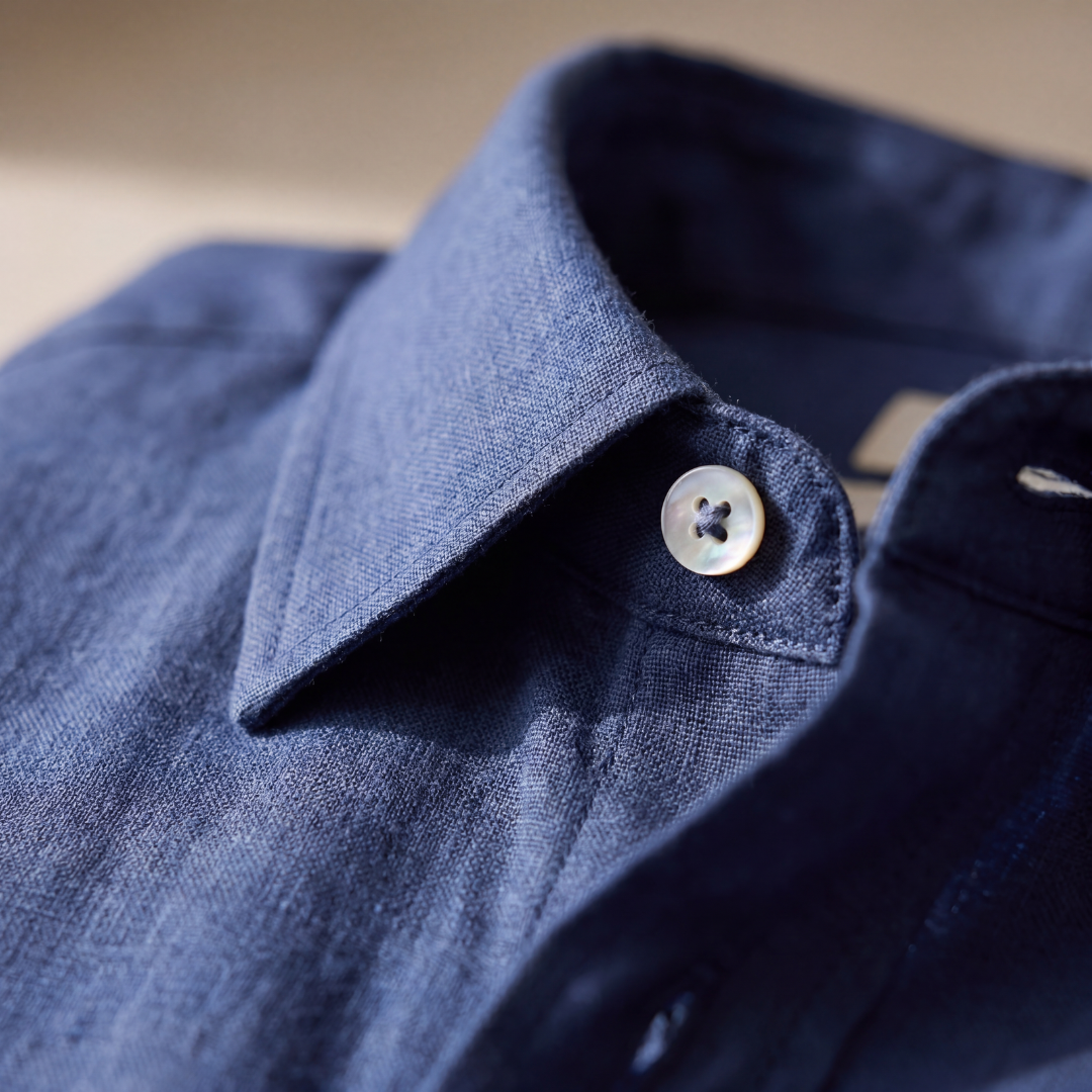 Camisa de lino para hombre manga larga casual verano